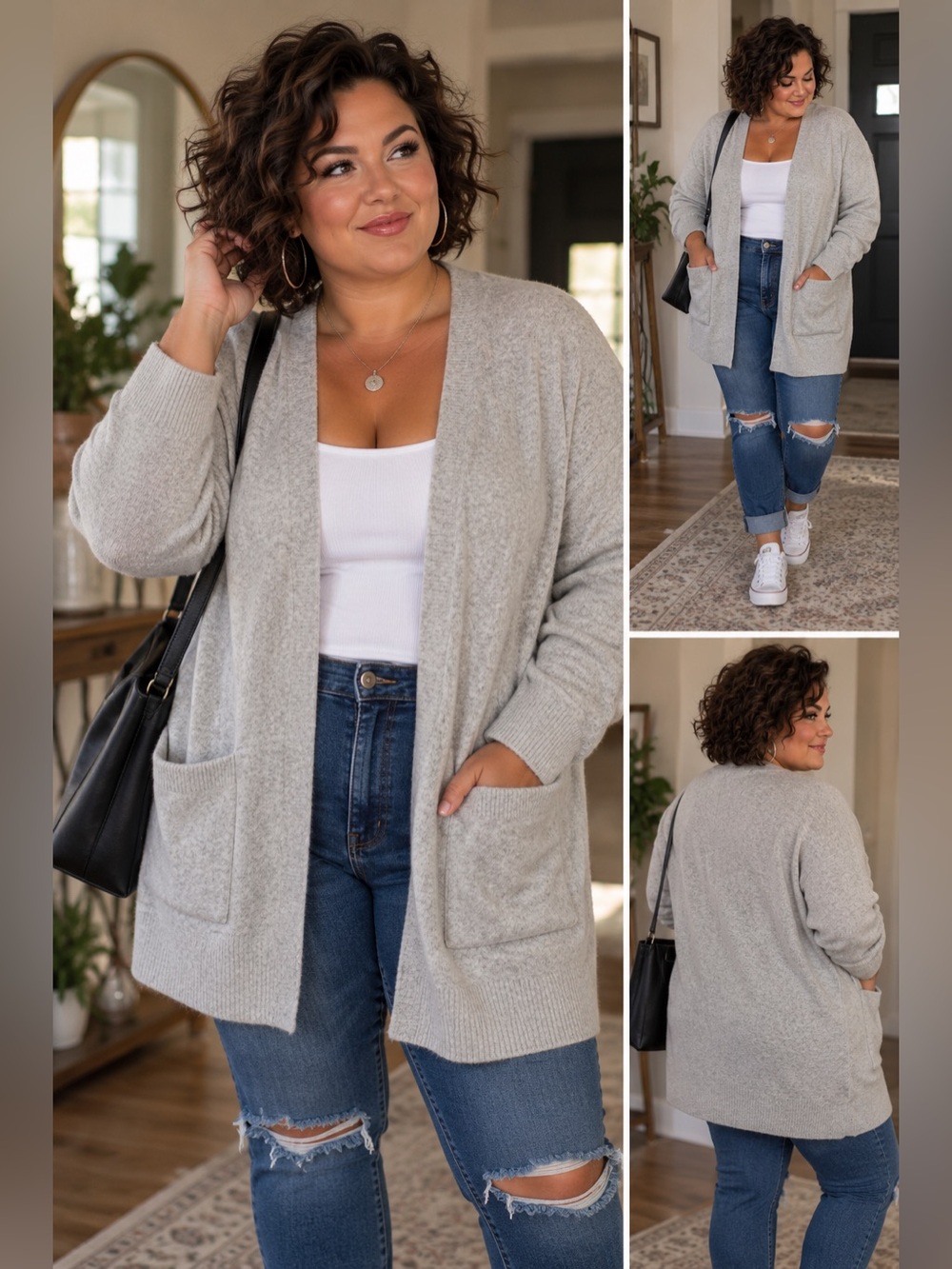Madewell Light Gray Open-Front Pocket Cardigan